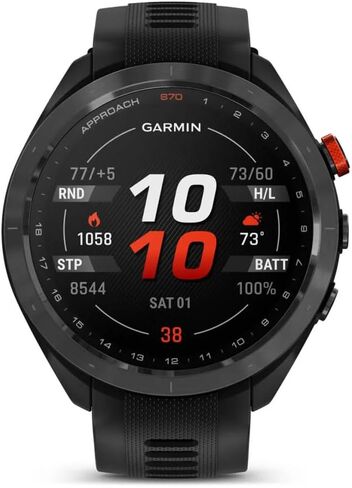 ساعة Garmin Approach S70 47MM Golf GPS Fitness Tracker للرجال، شاشة AMOLED خفيفة الوزن مقاس 1.2 بوصة تعمل باللمس و42000 دورة تدريبية محملة مسبقًا - أسود - ساعات Garmin للرجال in Saudi Arabia