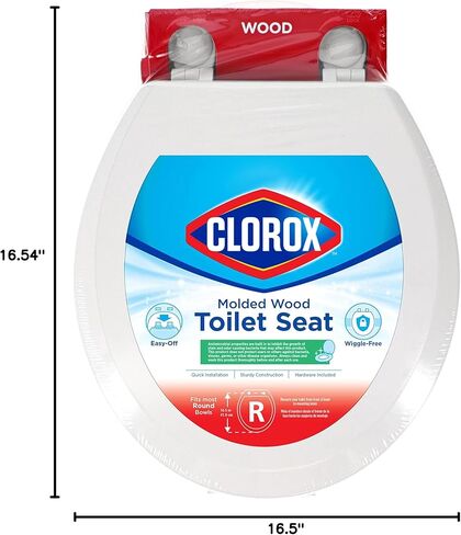 مقعد مرحاض خشبي مستدير من كلوروكس مع مفصلات سهلة الإزالة، تصميم خالٍ من الاهتزاز ‎16.54 × 16.5 × 0.99 بوصة in Kuwait