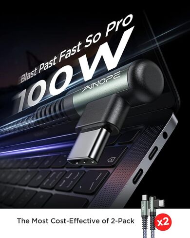 كابل AINOPE 100 واط USB C إلى USB C [عبوة من قطعتين بطول 10 أقدام]، كابل USB C السمين، كابل USBC إلى USBC كابل شحن سريع من النوع C يناسب iPhone 15، MacBook Air/Pro، iPad Pro M4، Samsung Galaxy S24/A، Pixel 7 in Kuwait