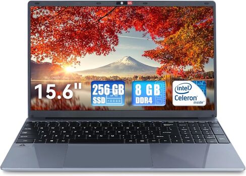 كمبيوتر محمول AEEZO، كمبيوتر محمول مقاس 15.6 بوصة، شاشة IPS 1366 * 768، معالجات Intel Celeron N5095، 8 جيجابايت DDR4 256 جيجابايت SSD، سعة بطارية كبيرة، 2.4G/5G WiFi، بلوتوث 4.2، Mini-HDMI in Kuwait