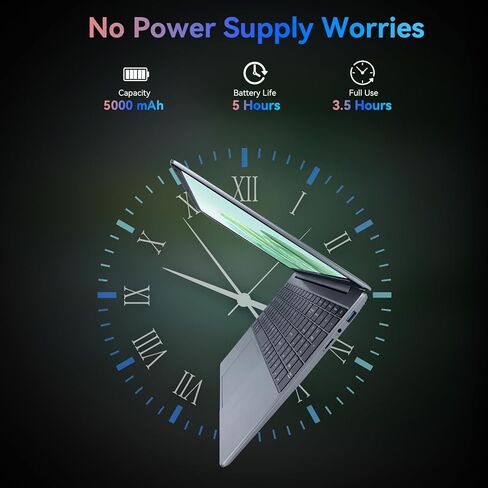 كمبيوتر محمول AEEZO، كمبيوتر محمول مقاس 15.6 بوصة، شاشة IPS 1366 * 768، معالجات Intel Celeron N5095، 8 جيجابايت DDR4 256 جيجابايت SSD، سعة بطارية كبيرة، 2.4G/5G WiFi، بلوتوث 4.2، Mini-HDMI in Kuwait