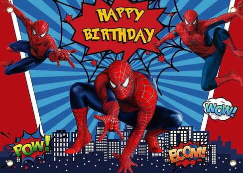 Spiderman Photography Backdrop Baby Boys Happy Birthday Party Decorations Background for Superhero Cake Smash Supplies Photo Booth Prop 7X5 FT in Saudi Arabia