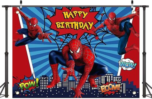 Spiderman Photography Backdrop Baby Boys Happy Birthday Party Decorations Background for Superhero Cake Smash Supplies Photo Booth Prop 7X5 FT in Saudi Arabia