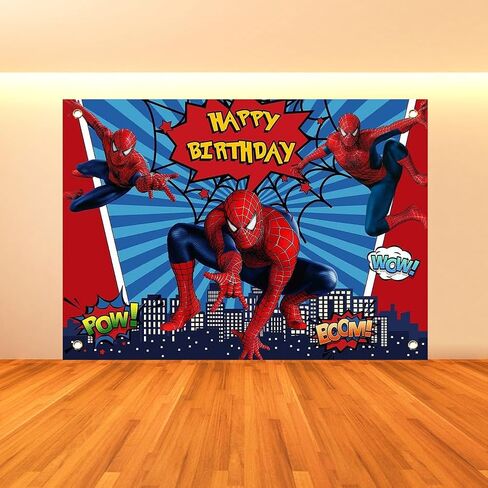 Spiderman Photography Backdrop Baby Boys Happy Birthday Party Decorations Background for Superhero Cake Smash Supplies Photo Booth Prop 7X5 FT in Saudi Arabia
