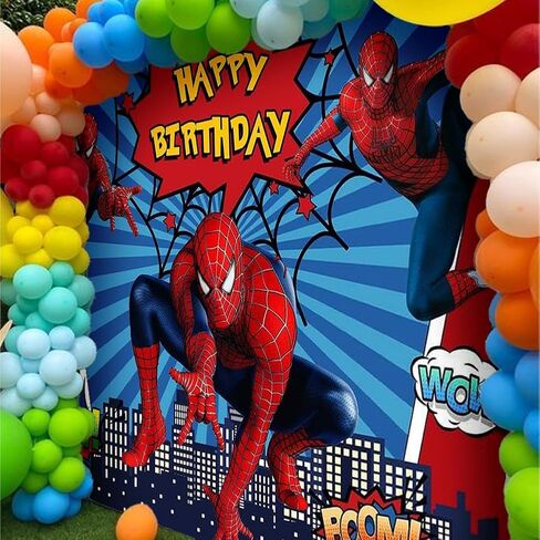 Spiderman Photography Backdrop Baby Boys Happy Birthday Party Decorations Background for Superhero Cake Smash Supplies Photo Booth Prop 7X5 FT in Saudi Arabia
