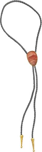 Daisy Del Sol Gemstone Bolo Tie Braided Vegan Faux Leather Natural Stone Gold Handmade Necklace Adjustable Boho Western Jewelry in Kuwait