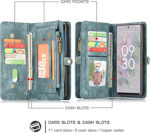 JGY Google Pixel 8A Leather Wallet case,Pixel 8A Detachable Magnetic case with Zipper Pocket Card Holder Pixel 8A Full Cover Shockproof Detachable Wallet case for Women Men (Blue) in Saudi Arabia
