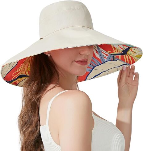 قبعات شمسية بحافة واسعة ذات وجهين للنساء قابلة للتعبئة للحماية من الأشعة فوق البنفسجية، قبعة بحافة سلكية كبيرة للصيف على شكل دلو للشاطئ in Kuwait