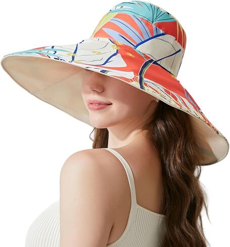 قبعات شمسية بحافة واسعة ذات وجهين للنساء قابلة للتعبئة للحماية من الأشعة فوق البنفسجية، قبعة بحافة سلكية كبيرة للصيف على شكل دلو للشاطئ in Kuwait