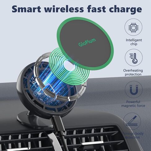 حامل شاحن سيارة لاسلكي مغناطيسي متوافق مع شاحن سيارة Magsafe متوافق مع iPhone 13/ iPhone 12/12 Mini/12 Pro/12 Pro Max، ملحقات مغناطيسية بفتحة تهوية للشحن السريع بقدرة 15 وات، حامل هاتف السيارة in Saudi Arabia