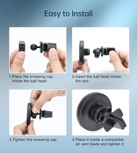 حامل شاحن سيارة لاسلكي مغناطيسي متوافق مع شاحن سيارة Magsafe متوافق مع iPhone 13/ iPhone 12/12 Mini/12 Pro/12 Pro Max، ملحقات مغناطيسية بفتحة تهوية للشحن السريع بقدرة 15 وات، حامل هاتف السيارة in Saudi Arabia