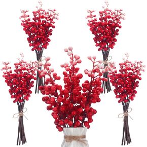 40 Pcs 11.81 Inch Artificial Berry Stems Berry Picks Branches for Decorating Fake Faux Berry Stems Fruit Flower Arrangement for Craft Home Vase Wedding Party Decor(Blue)