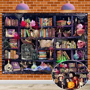 Halloween Chemistry Laboratory Backdrop 7x5FT Mad Scientist Laboratory Banner Skull Poison Apothecary Magical Bookshelf Background for Kids Halloween Party Decorations Supplies Photo Props