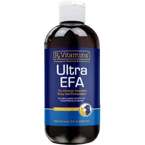 Rx Vitamins Ultra EFA Omega 3 Fish Oil for Dogs & Cats - Promotes Heart, Brain, and Joint Health with Vitamin E, Biotin, and Zinc - Liquid Fish Oil for Itch Relief, Dog Shedding, Coat Health - 8 oz
