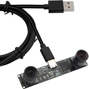 SVPRO 1080P 60FPS USB Camera Module with Dual M12 Lens Sync 3840x1080 UVC Computer Vision 3D Stereo USB-C Board Camera for Face Recognition VR Biometrics and Robotics Camera