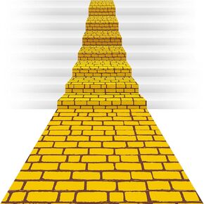 Chuangdi 4.5 x 9 Feet Brick Road Runner Novelty Aisle Floor Runner Brick Wall Backdrop, Princess Decorations Party Supplies for Halloween Cosplay Party (Gold,3 Pieces)