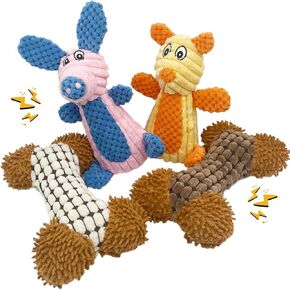Dog Toy, Squeaky Dog Toys to Keep Them Busy, 3 Pack Plush Puppy Toys, Interactive Dog Toys for Small Medium Dogs, Puppy Chew Toys for Teething (4 Pack)