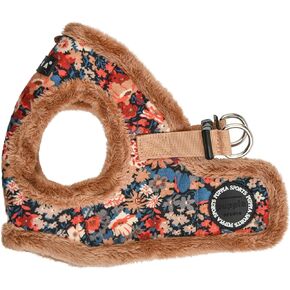 Puppia Gianni Vest Dog Harness Step-in Warm Winter Flower Pattern for Small and Medium Dog, Wine, Large