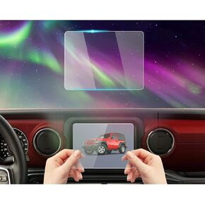 Tempered Glass Screen Protector Foil Compatible with 2023-2018 Jeep Wrangler JL&2023-2020 Gladiator JT 8.4 Inch Navigation Touchscreen Cover Accessories Protective Film 9H Anti-Fingerprint HD