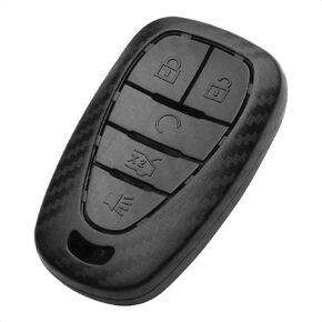 TANGSEN Smart Key Fob Case Compatible with Chevrolet Blazer Camaro Cruze Equinox Malibu Sonic Traverse TRAX 5 Button Keyless Entry Remote Personalized Protective Cover Plastic 3D Carbon Fiber Emboss