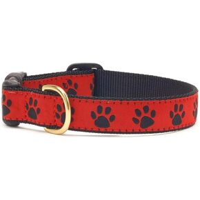 Up Country Red Black Paw Dog Collar - Large (Wide)