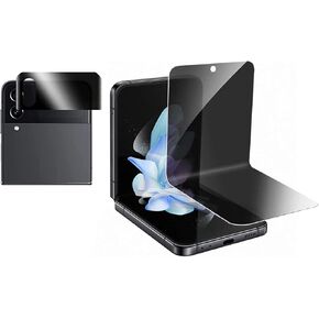 Anti-Spy Inner Screen Protector Designed for Samsung Galaxy Z Flip 4 5G 2022 and Privacy Outer Screen Protector Soft Anti-Scratch Film Anti-Peeping Full Glue