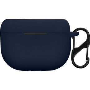 kwmobile Silicone Cover Compatible with Jabra Elite 8 Active - Case Cover Stick-On Skin with Clip - Dark Blue