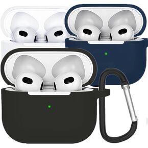 AirPods 3 Case Cover with Keychain, Soft Silicone Protective Case Compatible with AirPod 3rd Generation 2021, Shockproof, Colorful Earbuds Case Supports Wireless Charging, Front LED Visible