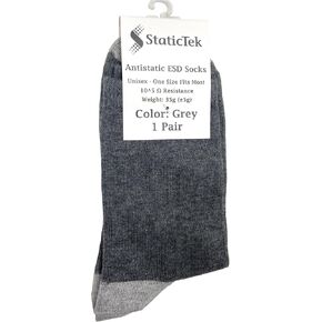 Grey Antistatic ESD Socks - Universal Size ESD Safety Socks, Static Control, Dissipative & Protective Work Socks (1 Pair)
