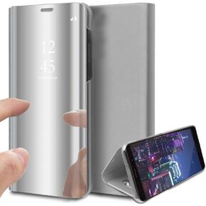 Case For Samsung Galaxy Note 10 Plus Cool Style Clear Electroplate Plating Stand Scratchproof Full Body Protective Flip Ultra Slim Cover for Samsung Galaxy Note 10 Plus PU Mirror:Rose Gold QH