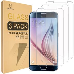 Mr.Shield [عبوة من 3 قطع مصممة لهاتف Samsung Galaxy S6 [زجاج مقسى] واقي شاشة [زجاج ياباني بصلابة 9H]