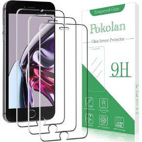 Pokolan [3-Pack] Screen Protector for iPhone SE 2020, iPhone 8, iPhone 7, iPhone 6S, iPhone 6 Tempered Glass, 9H Hardness, Easy to Install, Bubble Free
