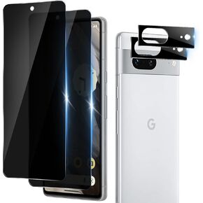 2 Pack Google Pixel 8 privacy Screen Protector Tempered Glass & 2 Pack Glass Camera Lens Protector, for Google Pixel 8 5G Screen Protector HD Clear, Anti-Spy, Anti Scratch