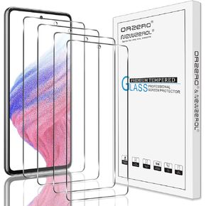 Orzero (4 Pack) Compatible for Samsung Galaxy A53 5G, A52, A52 5G Screen Protector, Tempered Glass 2.5D Arc Edges 9 Hardness HD Bubble-Free