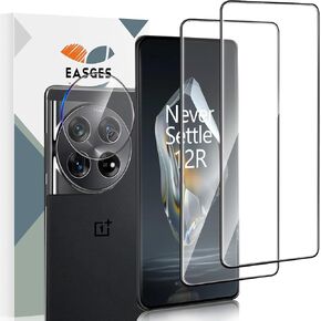 [2+1 Pack] for OnePlus 12R Screen Protector with Camera Lens Protector, HD Clear & Sensitive Touch & Fingerprint Unlock, Military Grade Shatterproof Scratch Resistant Tempered Glass