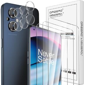 Orzero (3+3) Compatible for OnePlus Nord N20 5G, 3 Pack Screen Protector + 3 Pack Camera Lens Protector Tempered Glass 2.5D Arc Edges 9 Hardness HD Bubble-Free