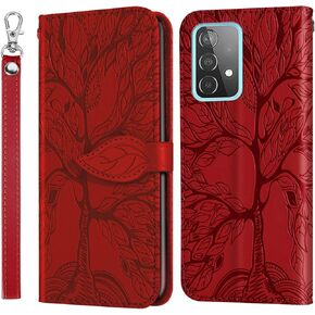 Case for Samsung Galaxy A52 5G/4G | A52S 5G Case PU Leather Galaxy A52 Wallet Case Folio Stand Magnetic Phone Cover Flip Protective Cover with Card Slot for Samsung A52 / A52S Case 6.5'' - Red