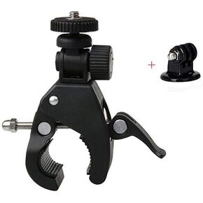 Motorcycle Bike Handlebar Clamp Mount with Tripod Adapter for GoPro Hero 6/5/ 5 Session/ 4 Session/ 4/3+/ 3/2/ 1, Xiaoyi and Other Action Cameras