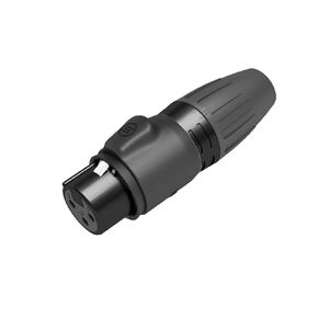 SCWF3-B Outdoor Water Proof IP65 XLR Female Cable Connector, 3 Pole Black Shell with Heavy Duty Rubber Jacket, Gold Contacts (4pcs)