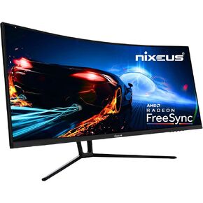 Nixeus EDG 34" Ultrawide 3440 x 1440 AMD Radeon FreeSync Certified 144Hz 1500R Curved Gaming Monitor with Tilt Only Stand (NX-EDG34S)