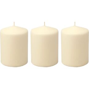 Stonebriar 3 Pack Tall 3 x 4 Inch 35 Hour Long Burning Unscented Ivory Wax Pillar Candles