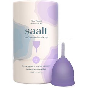 Saalt Soft Menstrual Cup - Best Sensitive Reusable Period Cup - Wear for 12 Hours - Tampon and Pad Alternative (Small (Pack of 1), Mountain Iris)