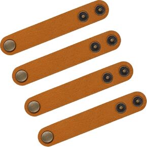 Leather Tubing Throttle Clutch Wires Cable Fixing Strap Oil Hose Tie Down Bandage Fit for Harley Honda Yamaha Suzuki Kawasaki Custom Bike etc. Also for Earphone USB Straps. Brown 4 Pcs.