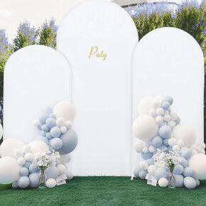 (7.2FT, 6.6FT, 6FT) Wedding Arch Cover Set of 3 Black Spandex Fitted Arch Cover for Round Top Chiara Backdrop Stand Covers for Birthday Party Banquet Photo Background Decoration