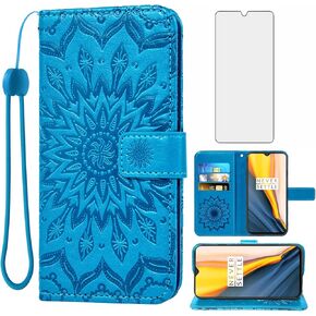 Asuwish Phone Case for Tracfone BLU View 4 B135DL Wallet with Tempered Glass Screen Protector and Sunflower Leather Slim Flip Cover Card Holder Stand Cell Accessories Blue View4 135DL Women Purple