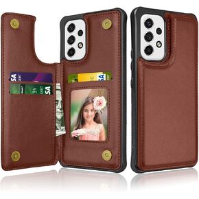 Case for Samsung Galaxy A53 5G, for Galaxy A53 5G Wallet Case with Card Holder, PU Leather ID Credit Card Slots Snap Buttons Clousure TPU Frame Bumper Back Flip Phone Cover [Black]