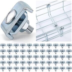 Zonon 50 Pcs Grid Wall Clips Splice Washer Kit, Mesh Cable Tray Wire Shelf Kit, Reinforced Joint Clamp for Wire Mesh Cable Tray, End to End Splice Connector Fit 4mm - 6mm Diameter