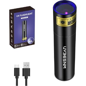 Black Light UV Flashlight Powerful 365nm Blacklights USB Rechargeable Pet Urine Detector, UV Lights Mini LED ultra violet Flashlights, Portable Woods Lamp for Resin Curing, Uranium Glass, Rocks