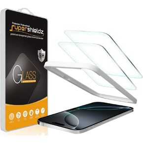 Supershieldz (2 Pack) Designed for iPhone 16 Pro (6.3 inch) Tempered Glass Screen Protector with (Easy Installation Tray) Anti Scratch, Bubble Free