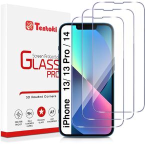 3 Pack Screen Protector for iPhone 13/13 Pro / 14 (6.1''), Tempered Glass Film, Full Coverage, Ultra HD